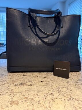Michael Kors Navy Pebbled Leather Tote